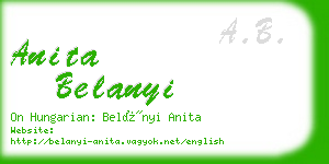 anita belanyi business card